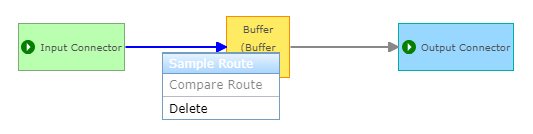 First route selected in an example GeoEvent Service First route selected in an example GeoEvent Service