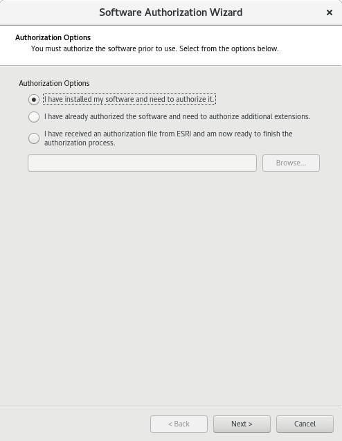 Choose the appropriate authorization option for your environment on the Authorization Options dialog box. Choose the appropriate authorization option for your environment on the Authorization Options dialog box.