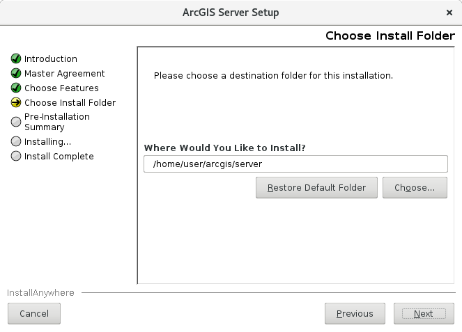 Specify the installation location on the Choose Install Folder dialog box. Specify the installation location on the Choose Install Folder dialog box.